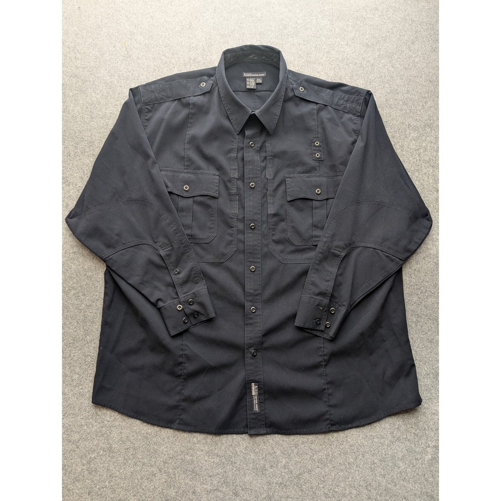 5.11 Tactical Series Mens Black Long Sleeve Button Down Utility Shirt 42147 2XL